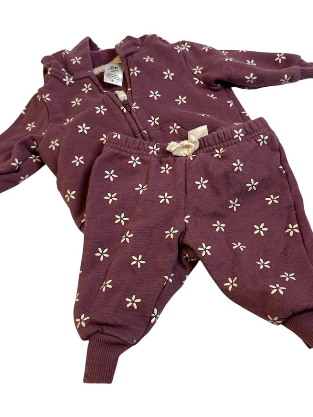 Carter's Plum Floral Hooded Zip-Up Baby Outfit